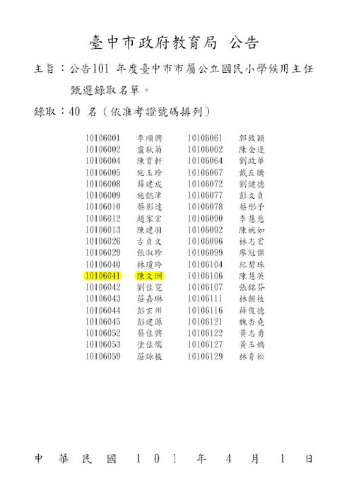 甄選錄取榜單
