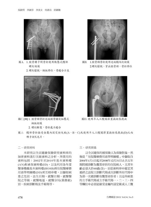 研究內文—老人髖關節手術情形